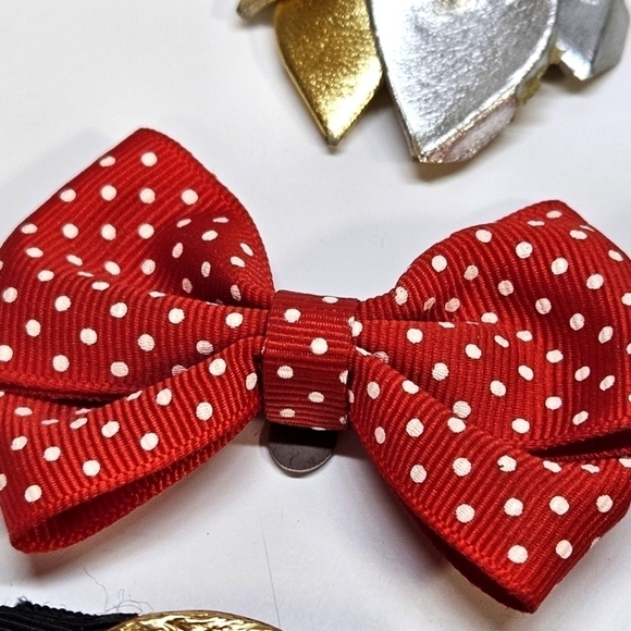 VINTAGE 4 Pairs of Shoe Clips Bows Leather - Picture 2 of 6